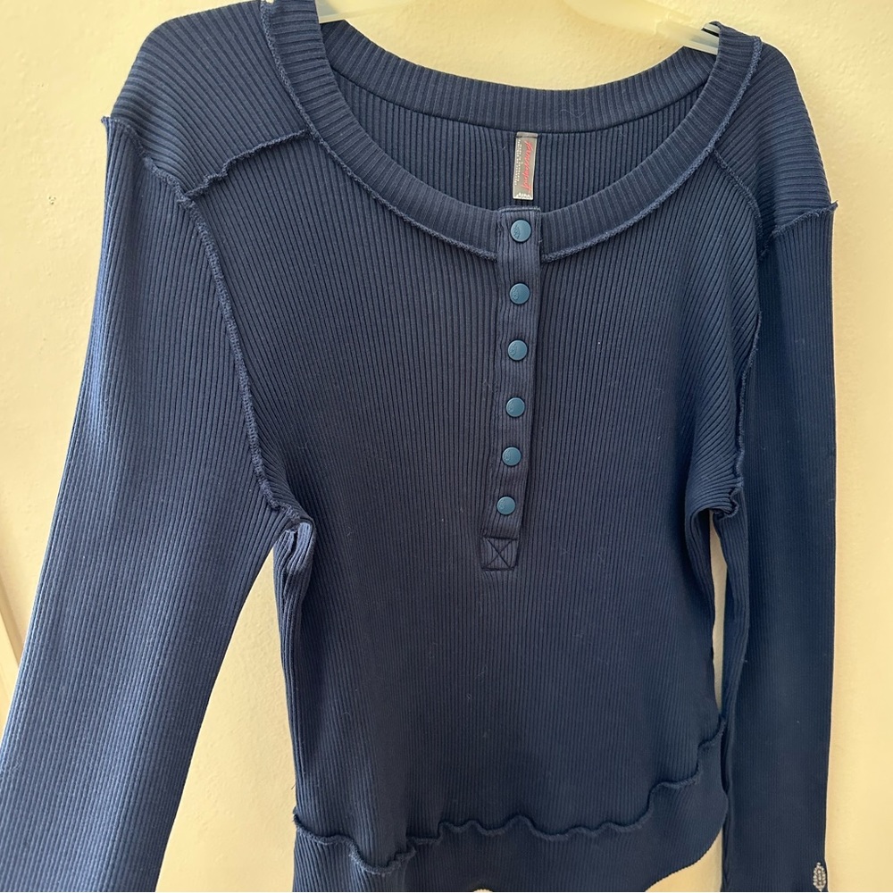 Free People Movement Rally Layering Long Sleeve Top in French Navy